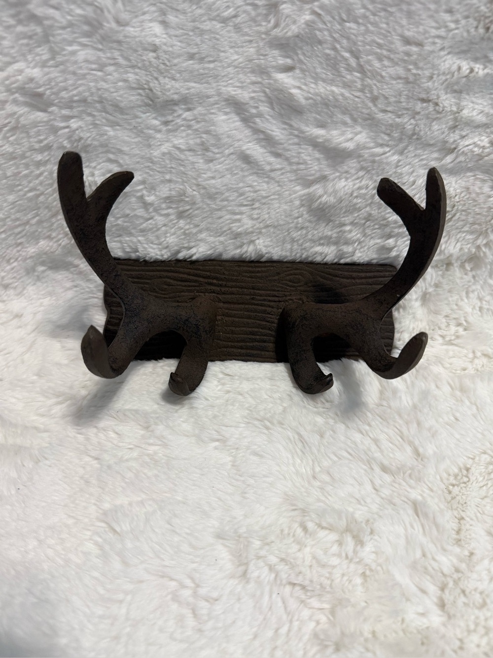 Rustic Cast Iron Antler Wall Hook Rack